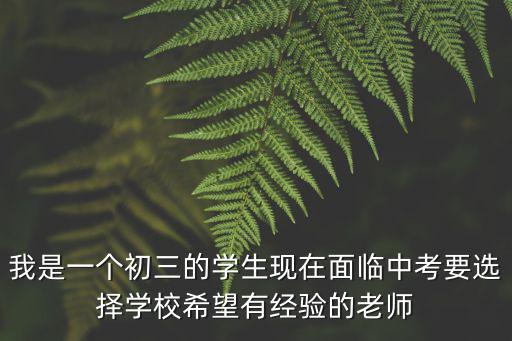 我是一個初三的學(xué)生現(xiàn)在面臨中考要選擇學(xué)校希望有經(jīng)驗的老師