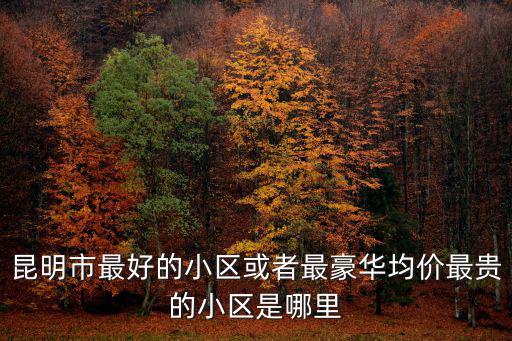 昆明市最好的小區或者最豪華均價最貴的小區是哪里