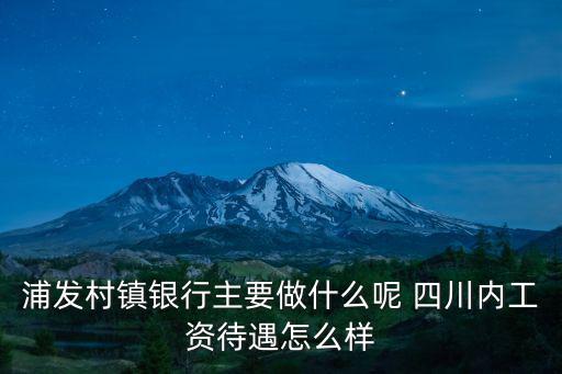 浦發村鎮銀行主要做什么呢 四川內工資待遇怎么樣