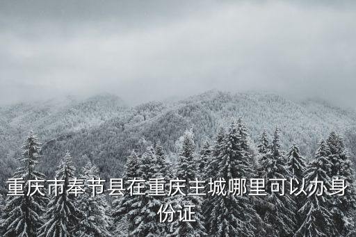 重慶市奉節縣在重慶主城哪里可以辦身份證
