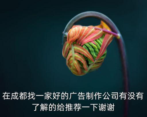 在成都找一家好的廣告制作公司有沒有了解的給推薦一下謝謝