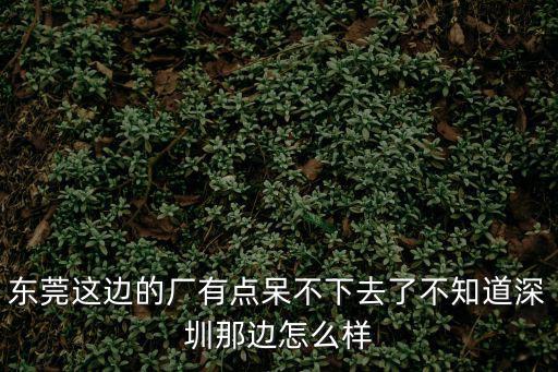 東莞這邊的廠有點(diǎn)呆不下去了不知道深圳那邊怎么樣