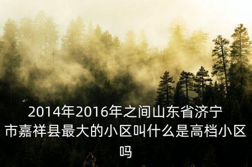 2014年2016年之間山東省濟寧市嘉祥縣最大的小區叫什么是高檔小區嗎