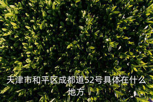 天津市和平區成都道52號具體在什么地方