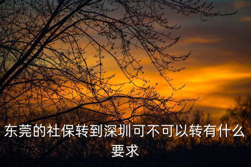 東莞的社保轉(zhuǎn)到深圳可不可以轉(zhuǎn)有什么要求