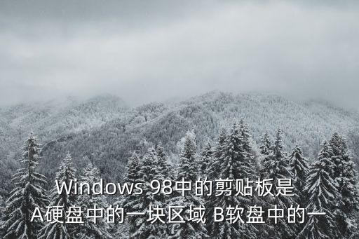 Windows 98中的剪貼板是 A硬盤中的一塊區域 B軟盤中的一