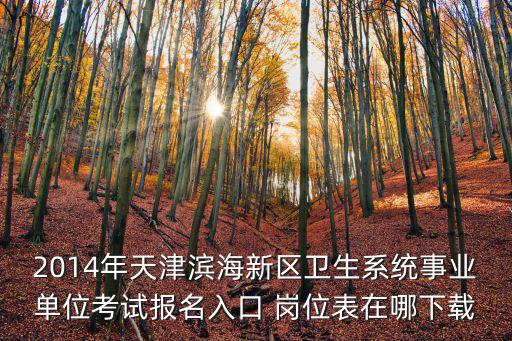 2014年天津濱海新區衛生系統事業單位考試報名入口 崗位表在哪下載