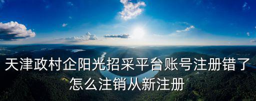 天津政村企陽光招采平臺賬號注冊錯了怎么注銷從新注冊