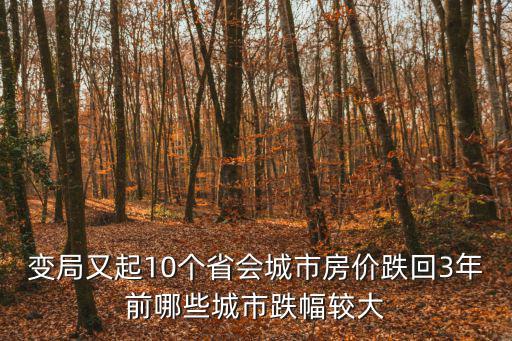 變局又起10個省會城市房價跌回3年前哪些城市跌幅較大
