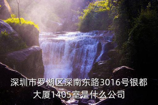 深圳市羅湖區(qū)深南東路3016號銀都大廈1405室是什么公司