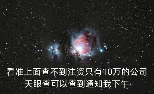 看準上面查不到注資只有10萬的公司天眼查可以查到通知我下午