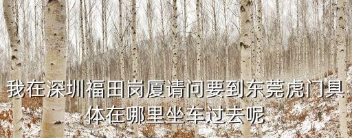 我在深圳福田崗廈請問要到東莞虎門具體在哪里坐車過去呢