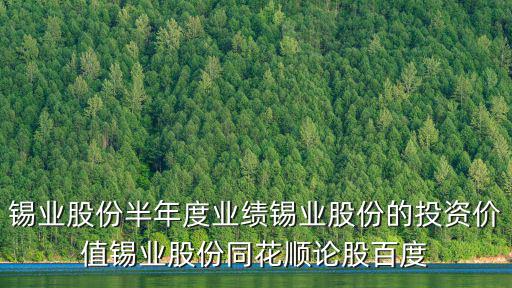 錫業股份半年度業績錫業股份的投資價值錫業股份同花順論股百度
