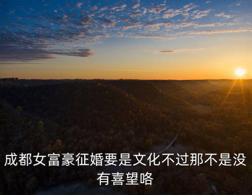 成都女富豪征婚要是文化不過那不是沒有喜望咯