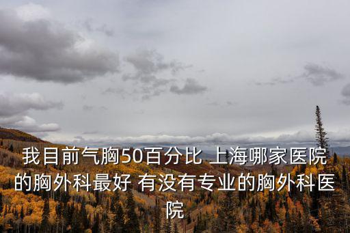 我目前氣胸50百分比 上海哪家醫院的胸外科最好 有沒有專業的胸外科醫院