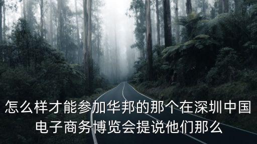 怎么樣才能參加華邦的那個在深圳中國電子商務博覽會提說他們那么