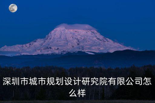 深圳市城市規(guī)劃設(shè)計研究院有限公司怎么樣