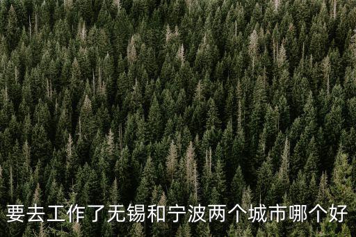 要去工作了無錫和寧波兩個城市哪個好