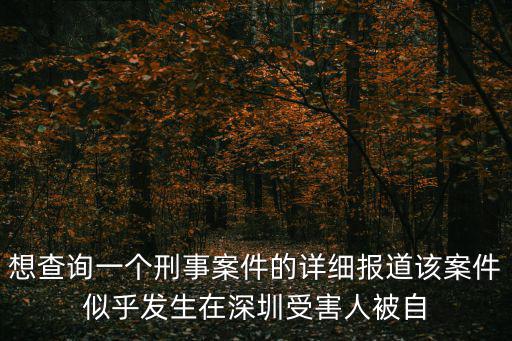 想查詢一個刑事案件的詳細報道該案件似乎發生在深圳受害人被自