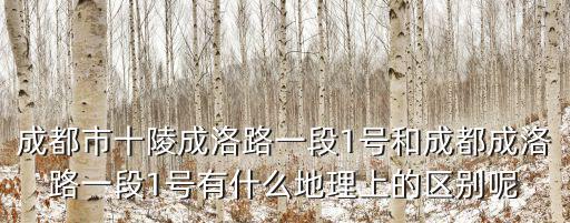 成都市十陵成洛路一段1號和成都成洛路一段1號有什么地理上的區別呢