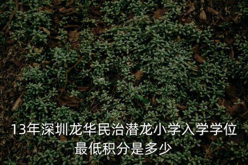 13年深圳龍華民治潛龍小學入學學位最低積分是多少