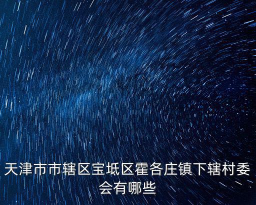 天津市市轄區(qū)寶坻區(qū)霍各莊鎮(zhèn)下轄村委會(huì)有哪些