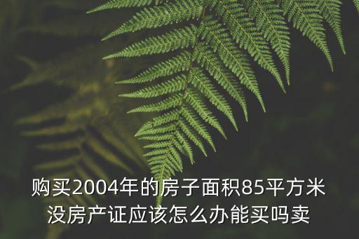 購買2004年的房子面積85平方米沒房產(chǎn)證應(yīng)該怎么辦能買嗎賣