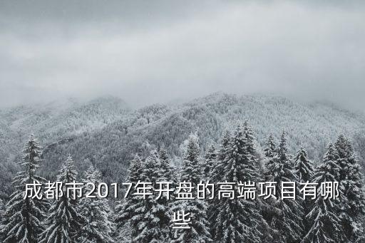 成都市2017年開盤的高端項(xiàng)目有哪些