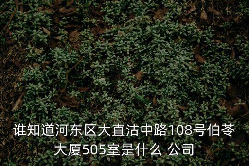 誰知道河東區大直沽中路108號伯苓大廈505室是什么 公司