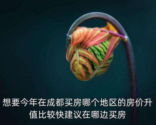 想要今年在成都買房哪個地區的房價升值比較快建議在哪邊買房