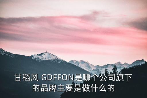 甘稻風 GDFFON是哪個公司旗下的品牌主要是做什么的