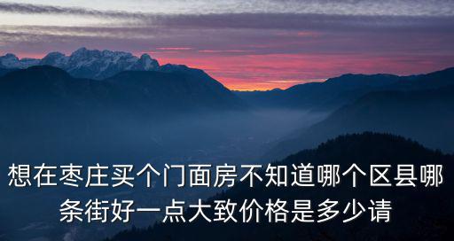 想在棗莊買個門面房不知道哪個區(qū)縣哪條街好一點大致價格是多少請
