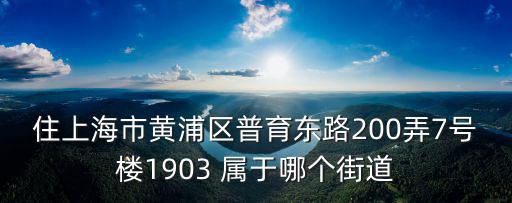 上海市普育東路200弄，住上海市黃浦區(qū)普育東路200弄7號樓1903 屬于哪個街道