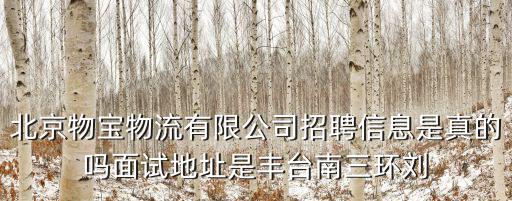 北京物寶物流有限公司招聘信息是真的嗎面試地址是豐臺南三環(huán)劉