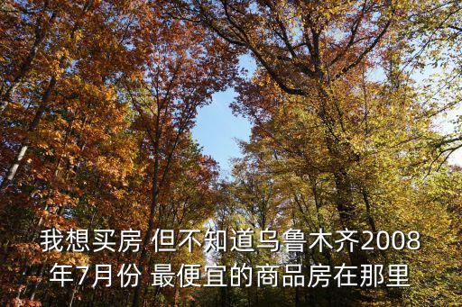 我想買(mǎi)房 但不知道烏魯木齊2008年7月份 最便宜的商品房在那里