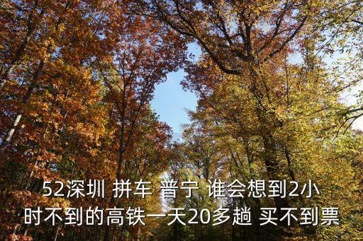 52深圳 拼車 普寧 誰會想到2小時不到的高鐵一天20多趟 買不到票