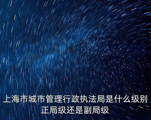 上海市城市管理行政執(zhí)法局是什么級別正局級還是副局級