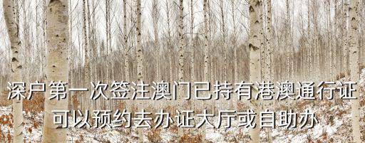 深戶第一次簽注澳門已持有港澳通行證 可以預約去辦證大廳或自助辦