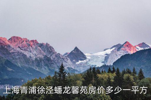 上海青浦徐涇蟠龍馨苑房價多少一平方
