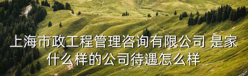 上海市政工程管理咨詢有限公司 是家什么樣的公司待遇怎么樣