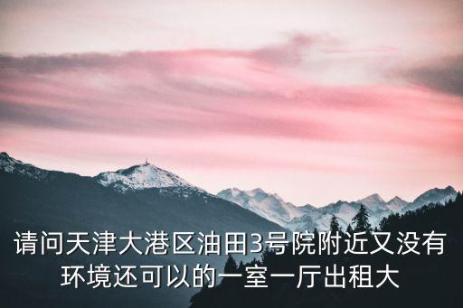 請問天津大港區油田3號院附近又沒有環境還可以的一室一廳出租大
