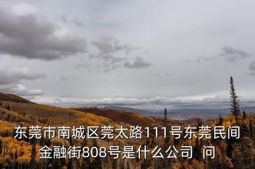 東莞市南城區(qū)莞太路111號(hào)東莞民間金融街808號(hào)是什么公司  問(wèn)