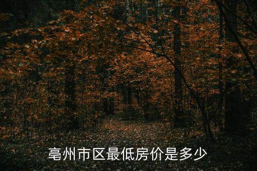 亳州市區最低房價是多少