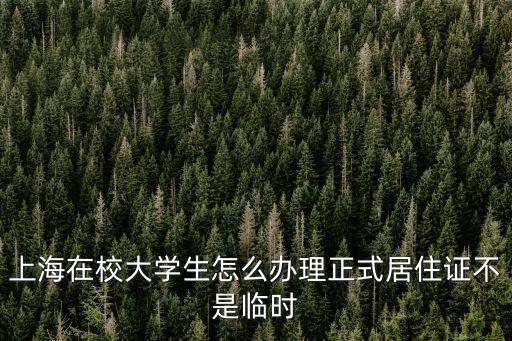 上海在校大學生怎么辦理正式居住證不是臨時