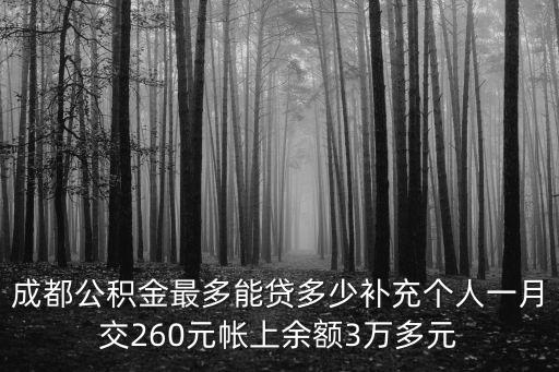成都公積金最多能貸多少補充個人一月交260元帳上余額3萬多元