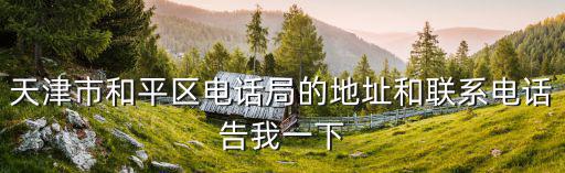 天津市和平區電話局的地址和聯系電話告我一下