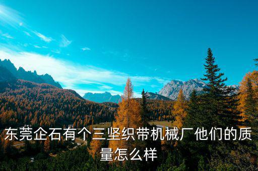 東莞企石有個三堅織帶機械廠他們的質量怎么樣