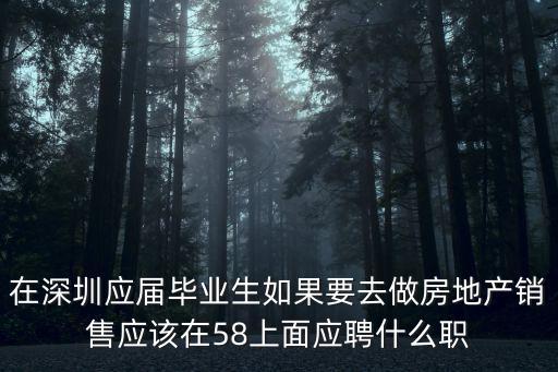 在深圳應屆畢業生如果要去做房地產銷售應該在58上面應聘什么職