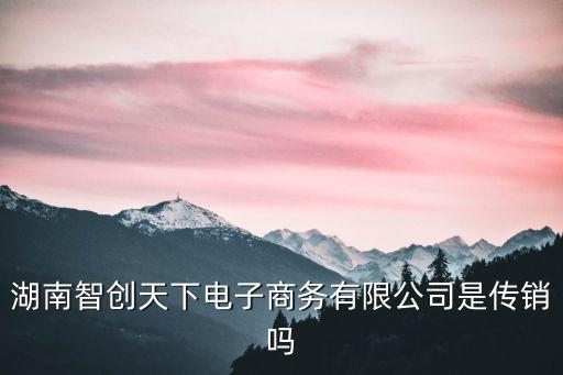 湖南智創天下電子商務有限公司是傳銷嗎