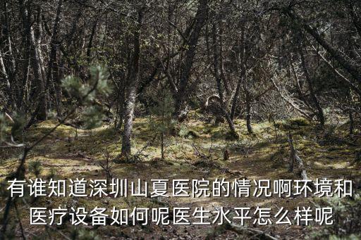 有誰(shuí)知道深圳山夏醫(yī)院的情況啊環(huán)境和醫(yī)療設(shè)備如何呢醫(yī)生水平怎么樣呢